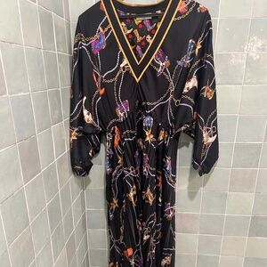 SANDRO / Pre owned / Black print dress / M
